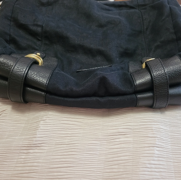 BCBGMaxAzria Black Linen Hobo Bag with Gold Hardware - Picture 13 of 16